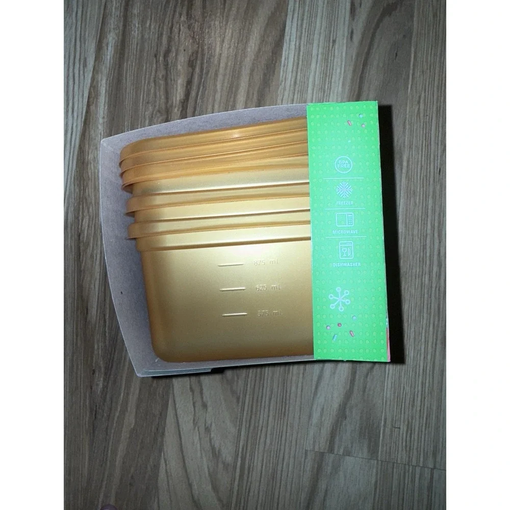 Ziploc NEW Limited Edition‎ Holiday Medium Square Container Gold 3 Count